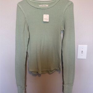 We The Free Roll With It Thermal Misty Green Long Sleeve Top NWT Size Small